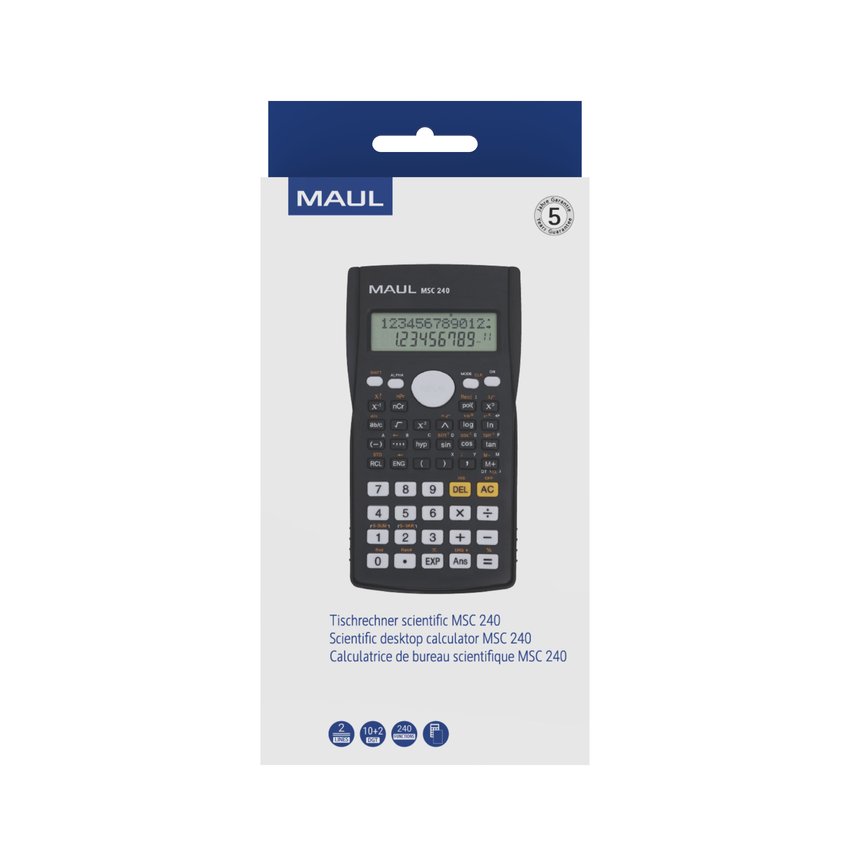 Kalkulator Naukowy Msc 240,12-Pozycyjny,2 Linie Wyświetlania Czarny Maul