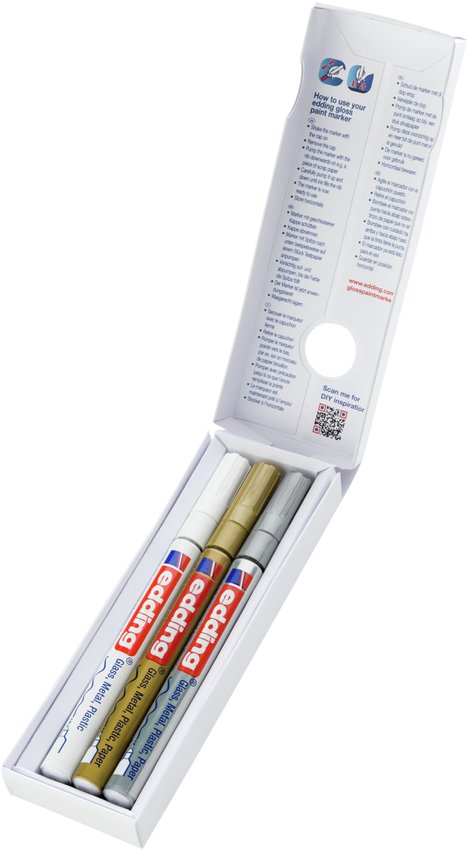 Marker olejowy błyszczący e-780 EDDING 08mm 3 szt., mix kolorów metalicznych