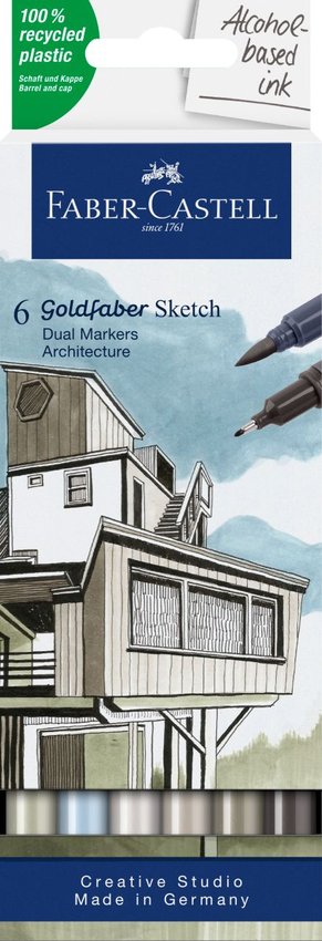 Pisak Goldfaber Sketch Dwustronny Zestaw Architect 6 Kol. Faber-Castell