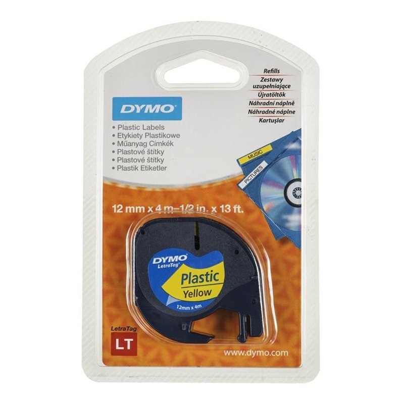 Taśma Dymo 12mm x 4m Plastikowa Żółta (S0721570)
