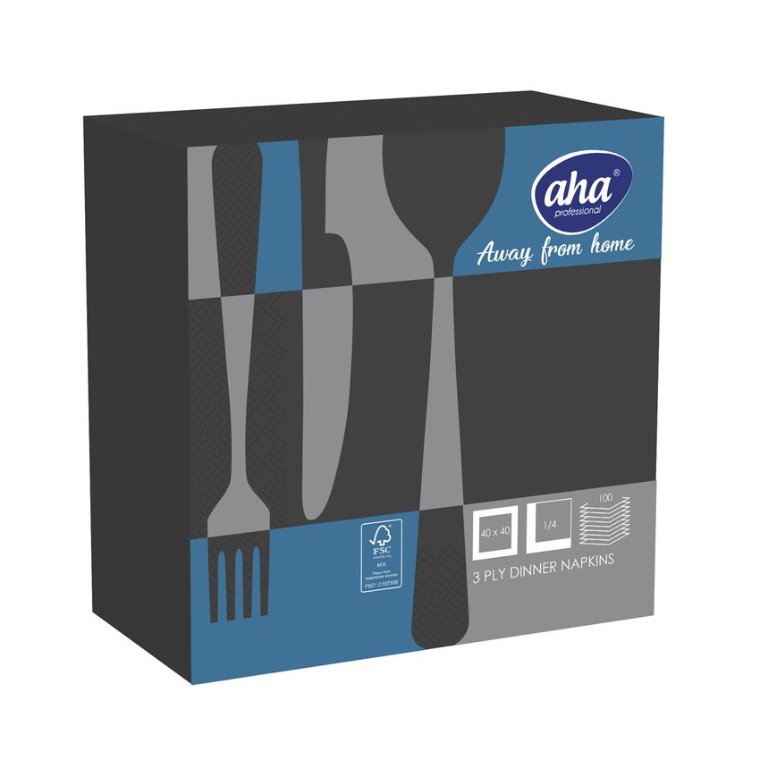Serwetki AFH AHA 3-warstwowe składanie 1/4 40x40cm 100 szt., czarne