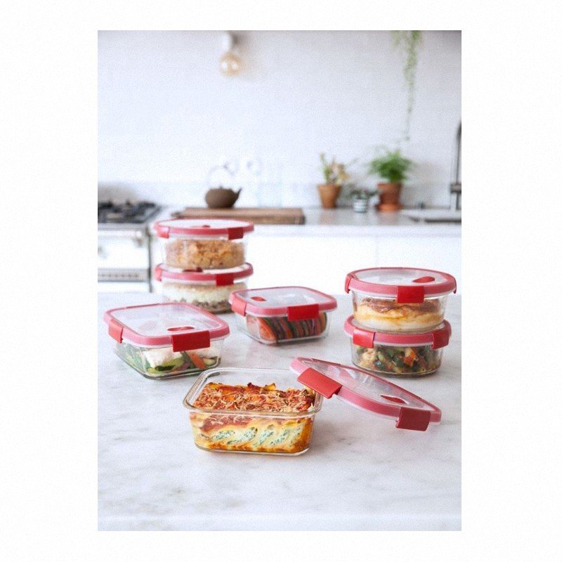 Szklane naczynie żaroodporne Smart Cook 0,7L czerwony Curver