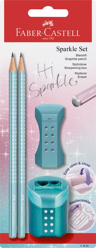 Zestaw Sparkle Cosmic (2Xołówek + Gumka + Temperówka) Blister Faber-Castell