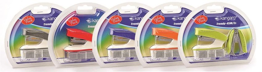Zszywacz Kangaro Trendy-45M/Z3 + Zszywki I Rozszywacz Zszywa Do 15 Kartek Blister Mix Kolorów