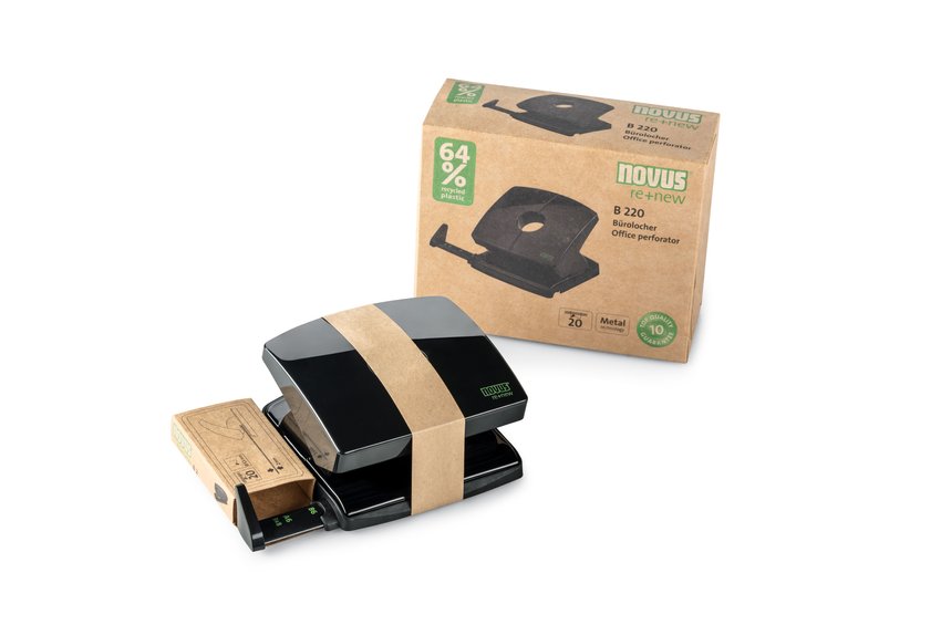 Dziurkacz Novus B220 Re+New Z Plastiku Z Recyklingu Czarny