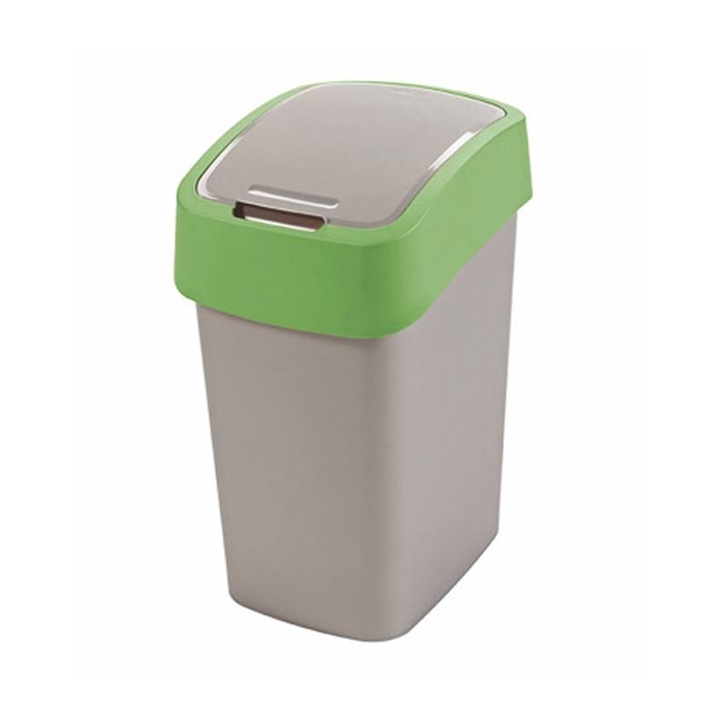 Kosz uchylny na śmieci Curver Flip 25L srebrno zielony