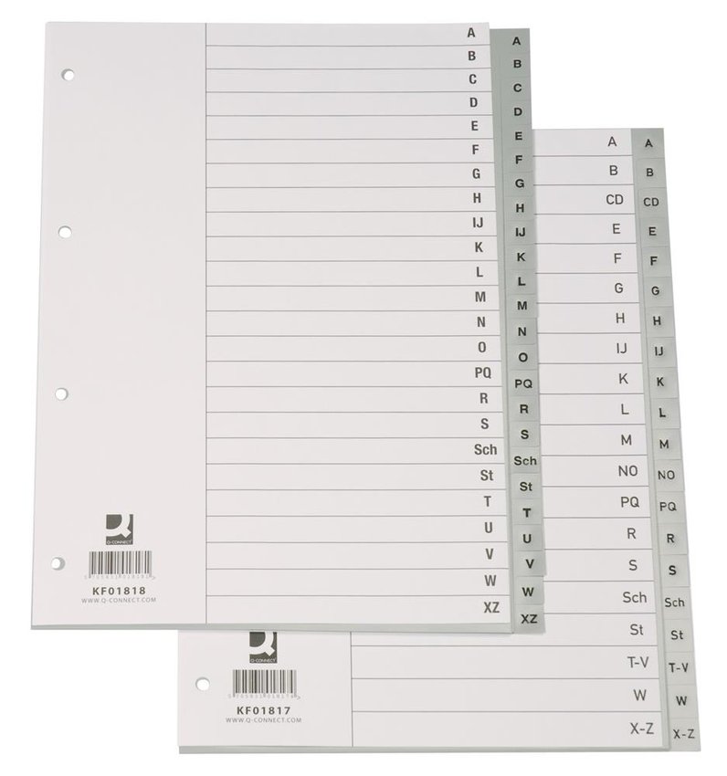 Przekładki Q-Connect PP A4 230X297mm A-Z 20 Kart Szare