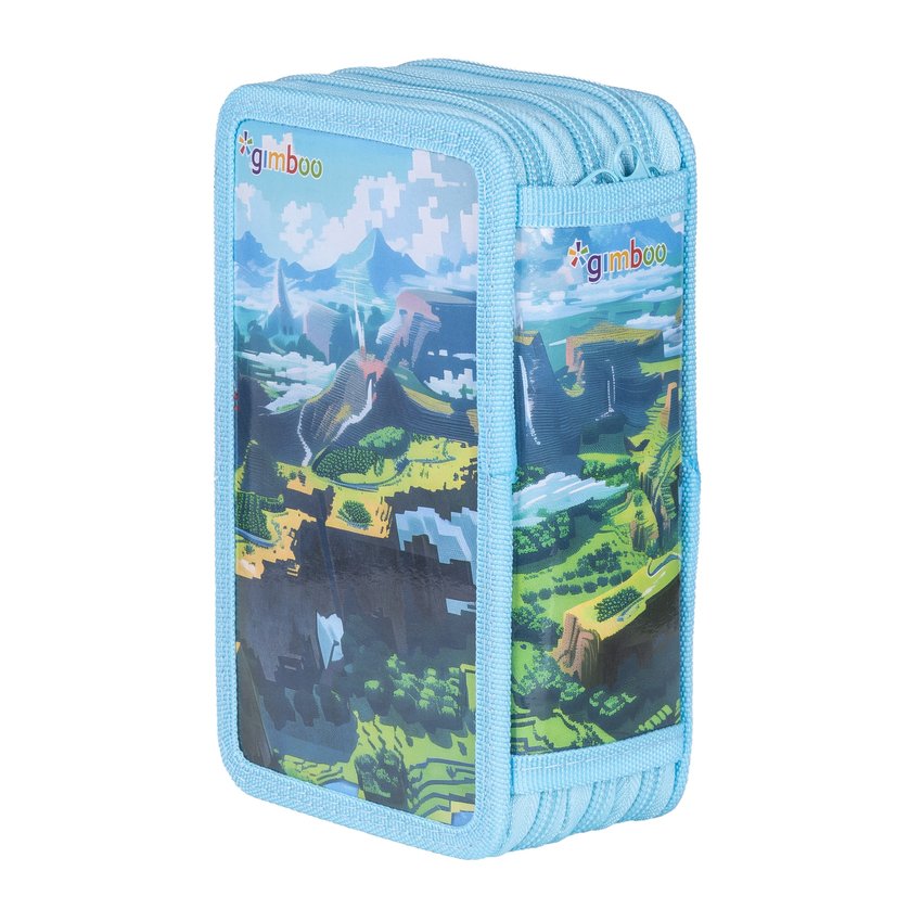 Piórnik szkolny GIMBOO z wyposażeniem 3 komory mix wzorów