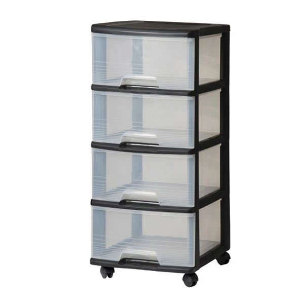 Regał plastikowy Curver 4x20L czarny transparentny 214756