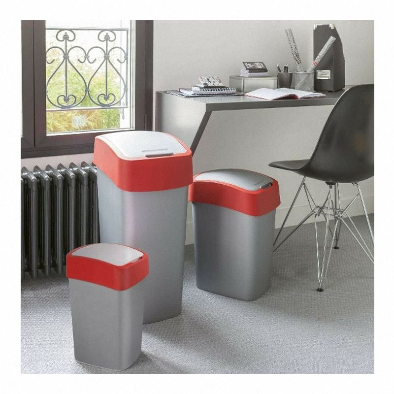 Kosz Flip Bin Curver 190170 10L srebrny czerwony
