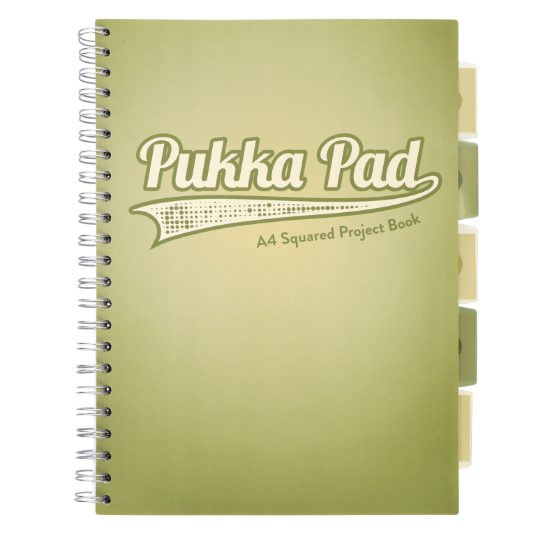 Kołozeszyt A4 100K kratka Project Book Olive Green / Pukka Pad