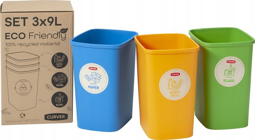Curver Eco Friendly zestaw koszy do segregacji 3x9L 249841
