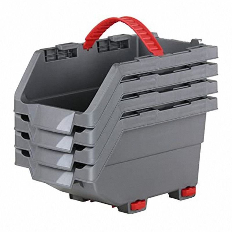 Curver CLICK BIN zestaw 4 małych pojemników 0,45L srebrny