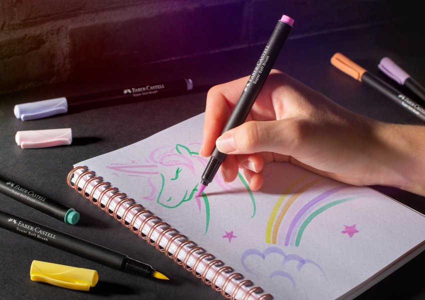 Pisaki Pędzelkowe Black Edition 6 Kol. Pastelowych Faber-Castell