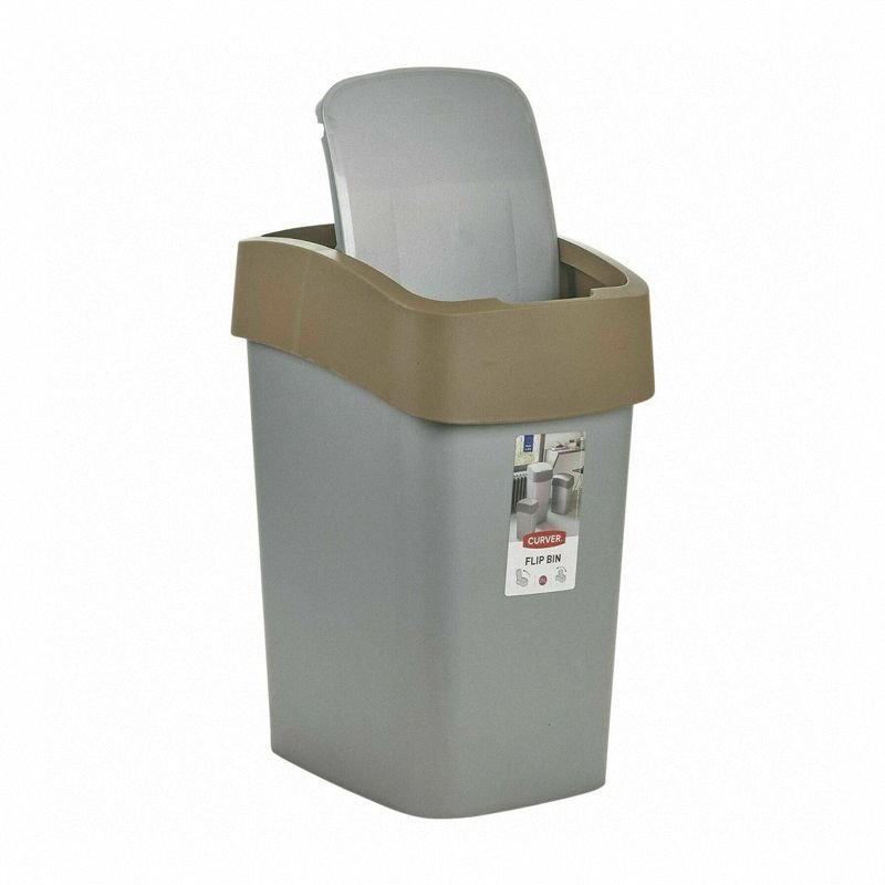 Kosz na śmieci 10L Flip Bin Srebrno-Brązowy  /Curver 235863