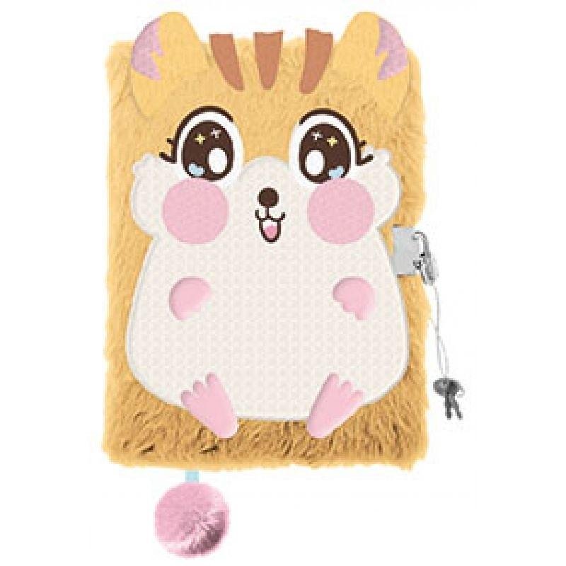 Pamiętnik z kłódką A5/96K 3D włochacz Hamster / St.Majewski