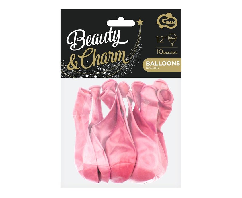#BL Balony Beauty&Charm, metaliki różowe 12"/ 10 szt.