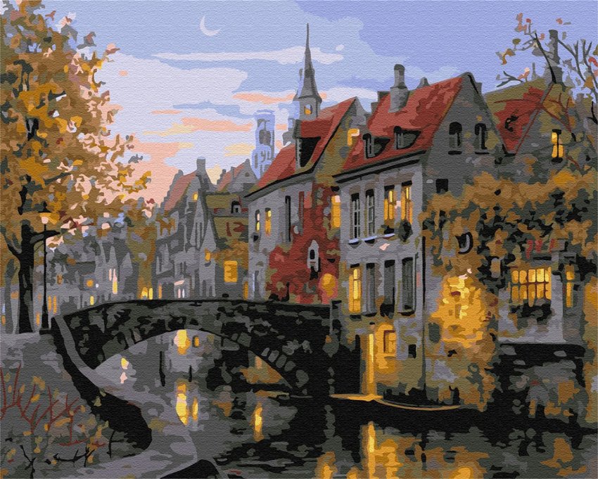 Malowanie po numerach BRUSHME 40x50 cm zmierzch w mieście 1 szt., w pudełku