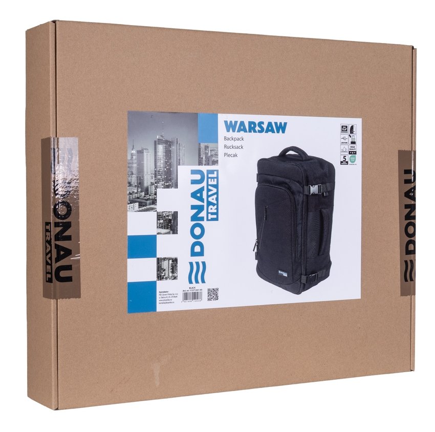 Plecak DONAU TRAVEL Warsaw 15,6" 23l USB + kabel czarny