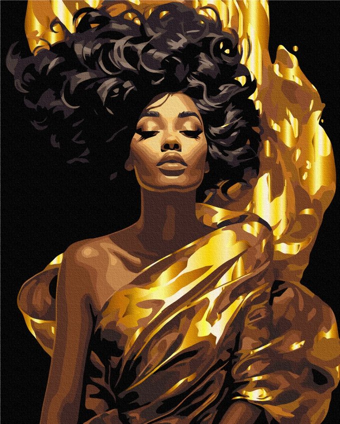 Malowanie po numerach BRUSHME 40x50 cm czarne płótno gold ubrana w promień 1 szt., w pudełku