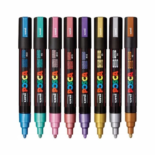 Zestaw Markerów z Farbą Plakatową Uni PC-5M Posca 8szt. Metallic