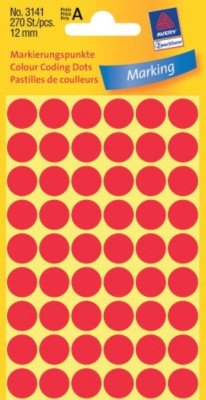 Kółka do Zaznaczania Avery śr. 12mm Czerwone 270/A4 No.3141