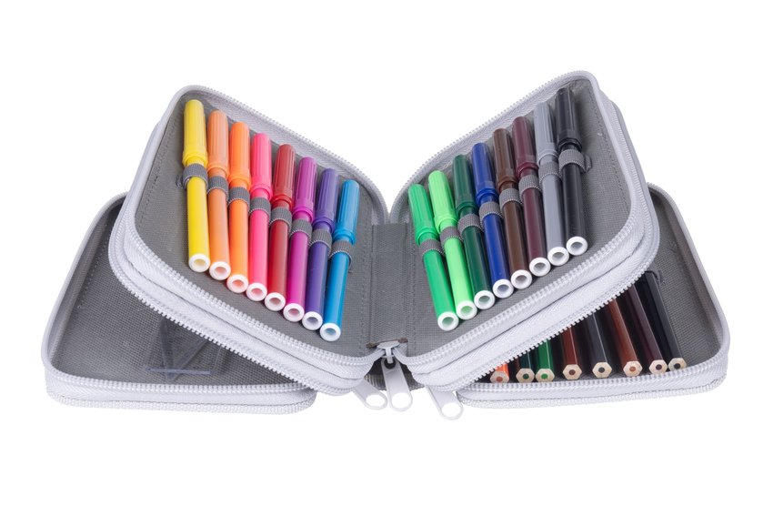 Piórnik szkolny GIMBOO z wyposażeniem 3 komory Puppies 2025 szary