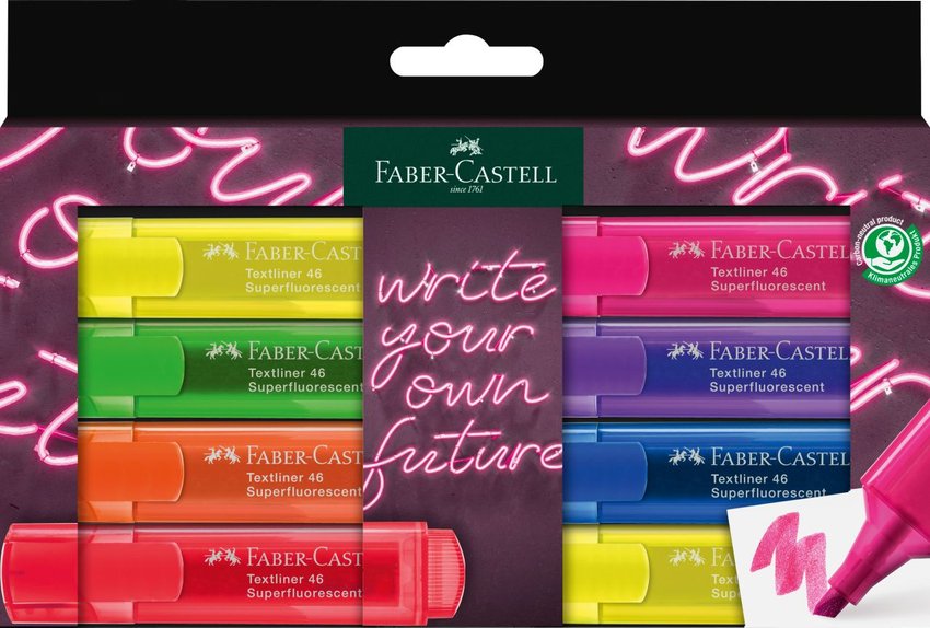 Zakreślacz 1546 8 Kol. Super Neon Opakowanie Karton Faber-Castell