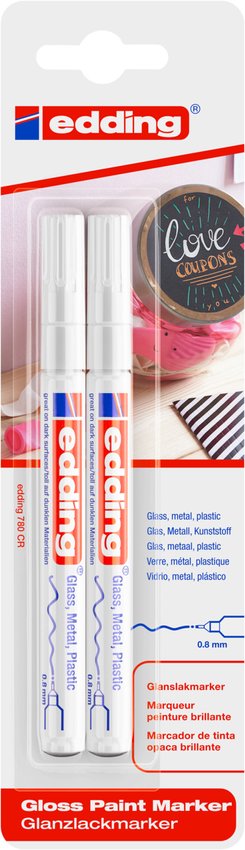 Marker olejowy połyskujący e-780 EDDING 08mm 2 szt., blister biały