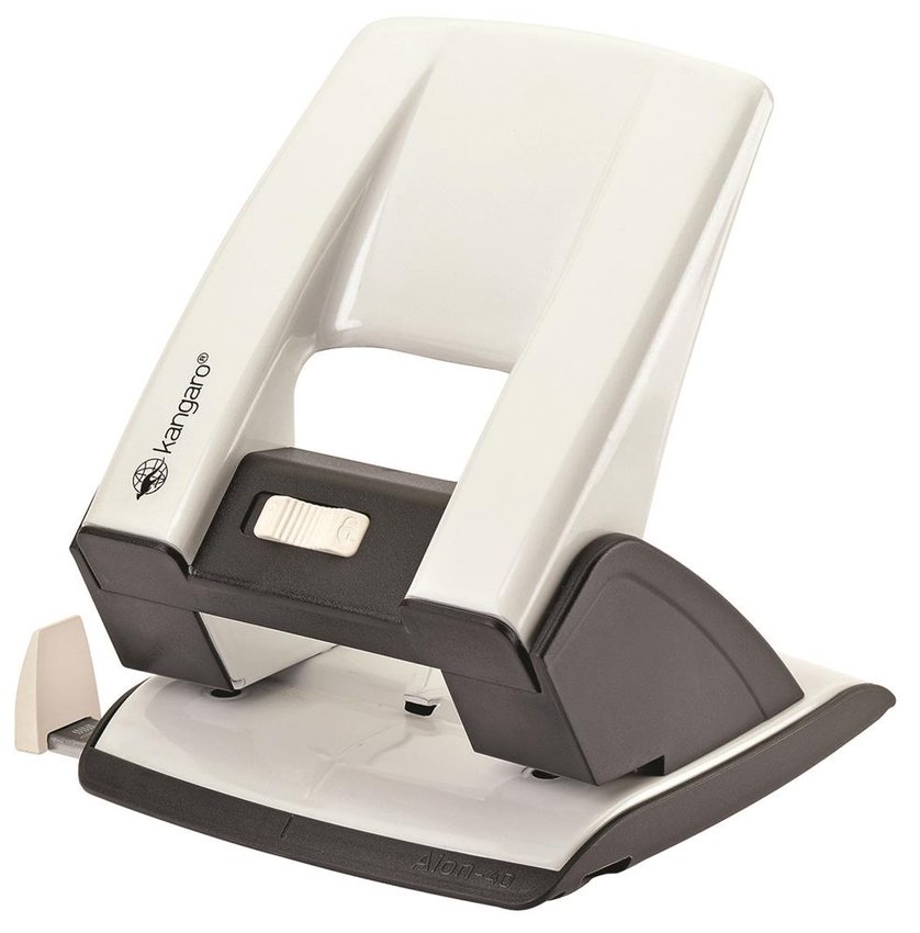 Dziurkacz Kangaro Aion-40 Dziurkuje Do 40 Kartek Metalowy Metaliczny Biały