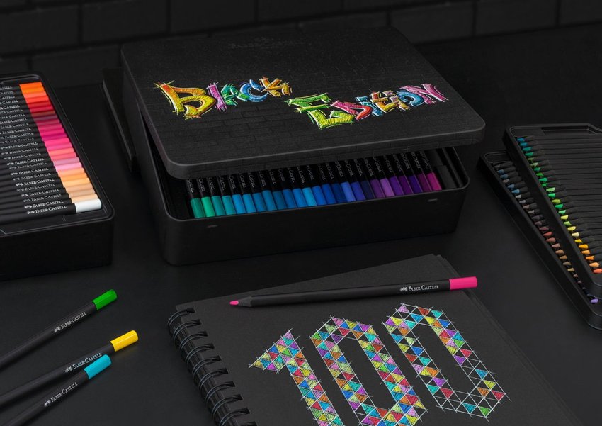 Kredki Trójkątne Black Edition 100 Kol.Opakowanie Metalowe Faber-Castell