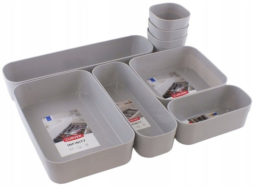 Curver Infinity jasnoszary komplet organizerów do szuflady