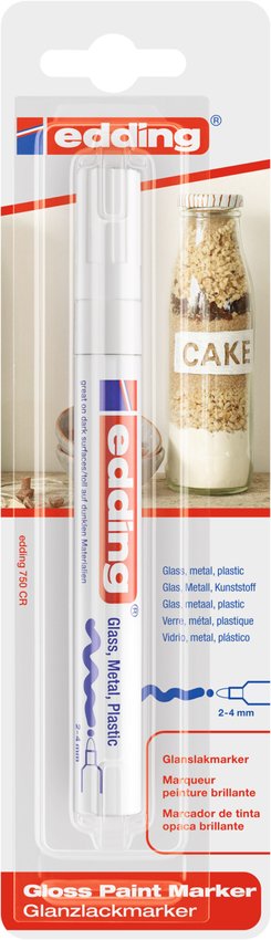 Marker olejowy połyskujący e-750 EDDING 2-4mm blister biały