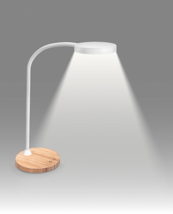 Lampka na biurko CEP CLED-0290 Flex biały z el. drewna