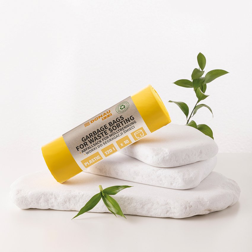 Worki na śmieci DONAU ECO do segregacji plastiku 120l 10 szt., żółte