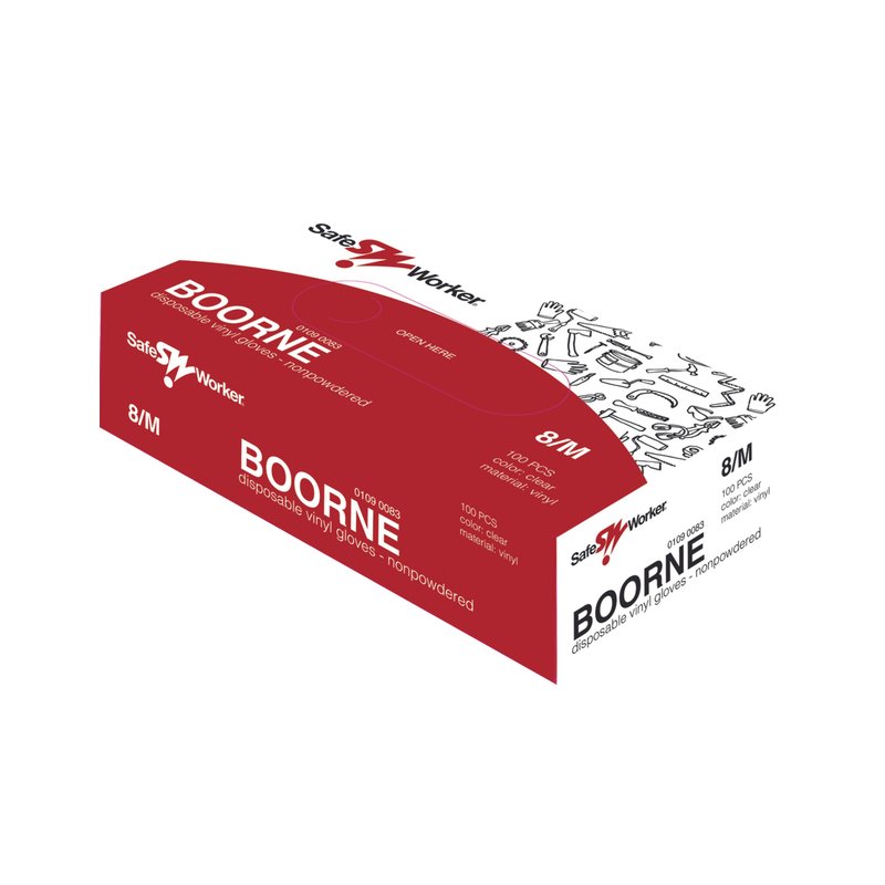 Rękawice Winylowe Niepudrowane Boorne 100 szt. Rozm. 9 /