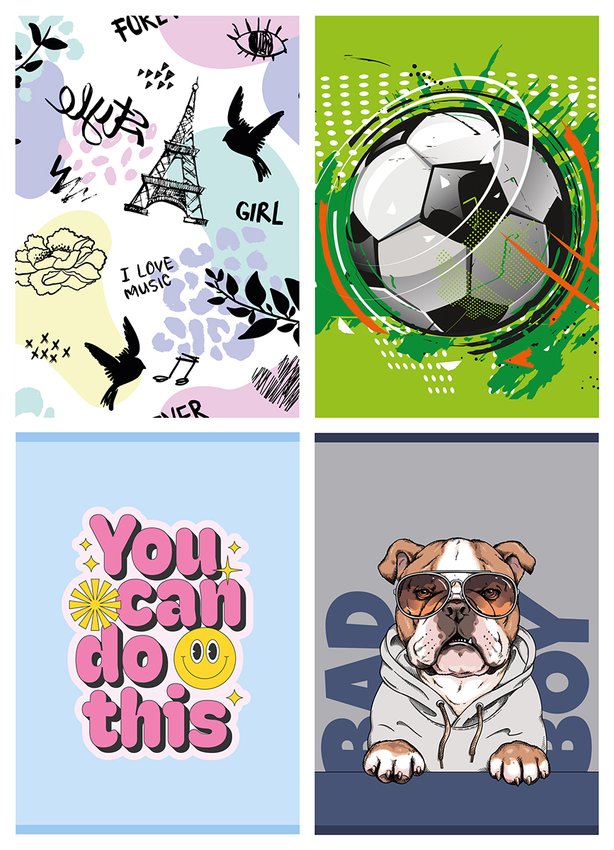 Zeszyt szkolny GIMBOO A5 w 3 linie 32 kart., 70gsm mix wzorów