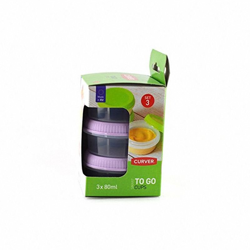 Zestaw trzech okrągłych pojemników na sos Smart To Go 3x80ml fioletowy Curver 232680