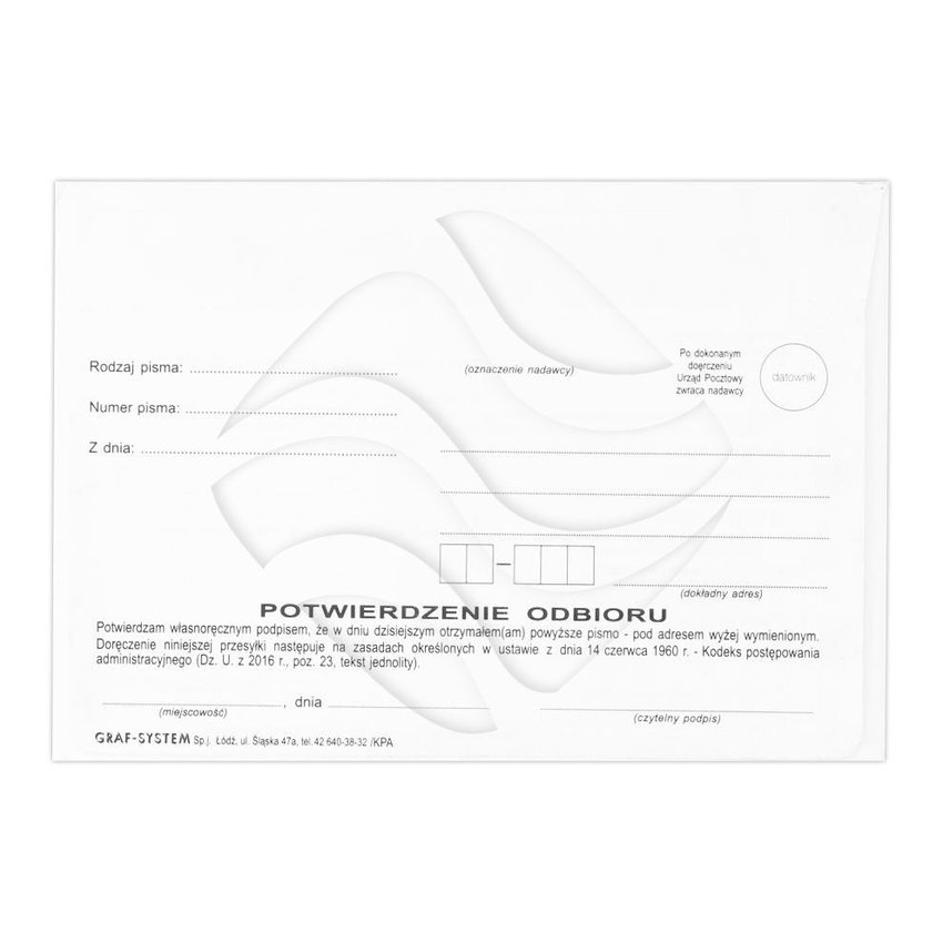 Koperta z Potwierdzeniem Odbioru KPA Samokopia A'100