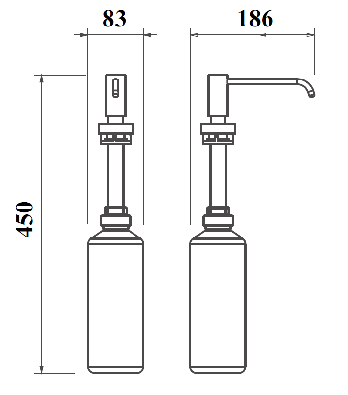 DISH39 dozownik nablatowy do mydła krótki 1L