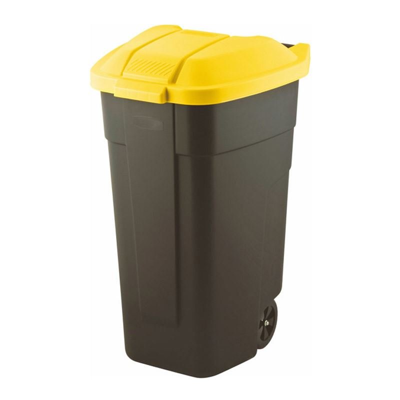 Curver 214128 pojemnik 110L do segregacji na kółkach czarny żółty