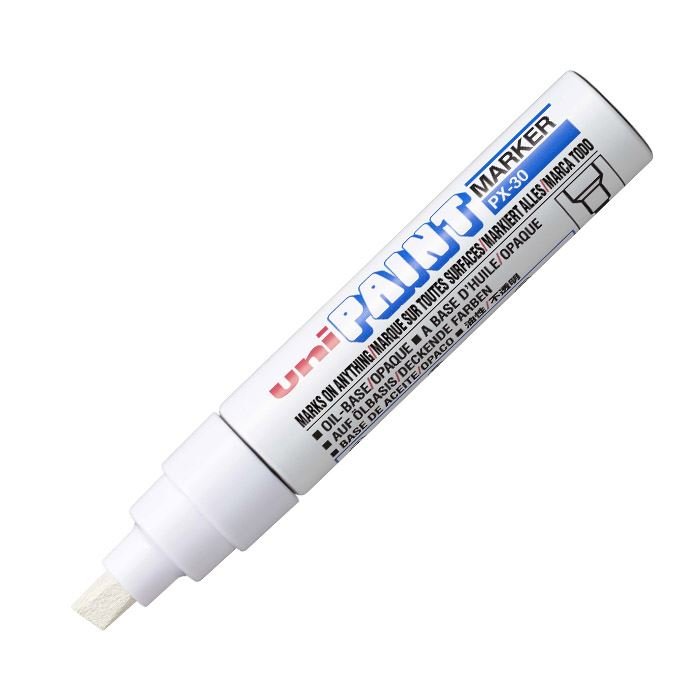 Marker olejowy Uni PX-30 biały z ściętą końcówką