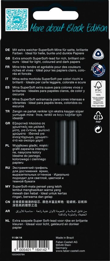 Kredki Trójkątne Black Edition 12 Kol.W Odcieniach Skóry Faber-Castell