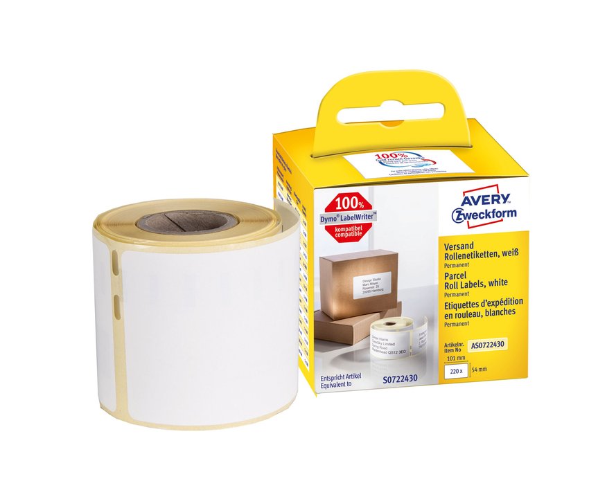 Wysyłkowe Etykiety W Rolce Do Termodruku Avery 54x101 mm 1 Rolka/220 szt. AS0722430