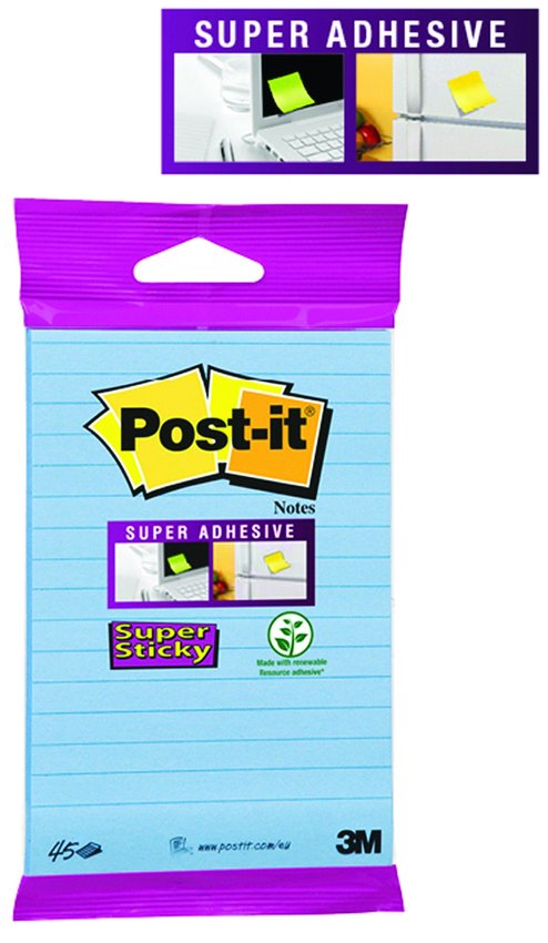 Bloczek Samoprzylepny Post-It Super Sticky (6844-L-Nb) 152X102Mm 45 Kart. Zawieszka Niebieski