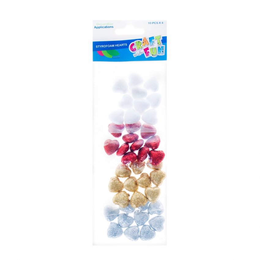 Ozdoba dekoracyjna styropian Serca 4 kol  /Craft With Fun 463626