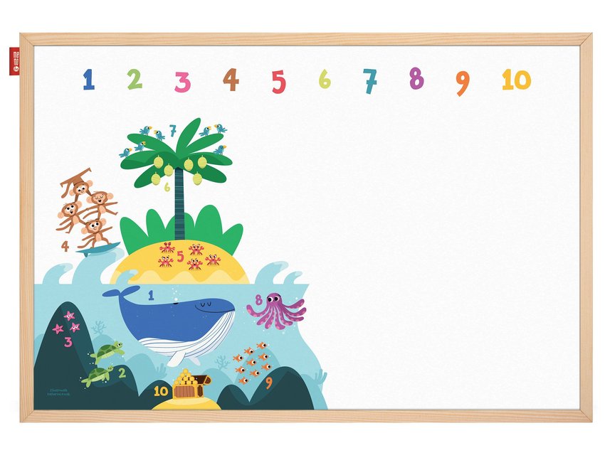 Tablica Edukacyjna Memobe, Whiteboardgame: Numbers Adventure!, Nadruk Cyferki, Rama Drewniana, 90X60 Cm