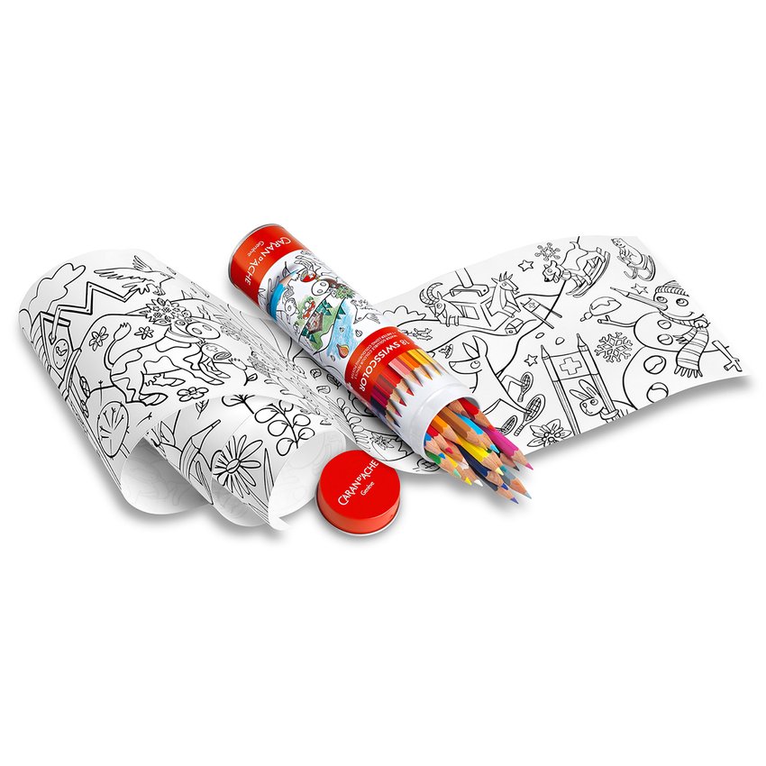 Kredki CARAN D'ACHE Swisscolor w metalowej tubie z kolorowanką 18 szt., mix kolorów