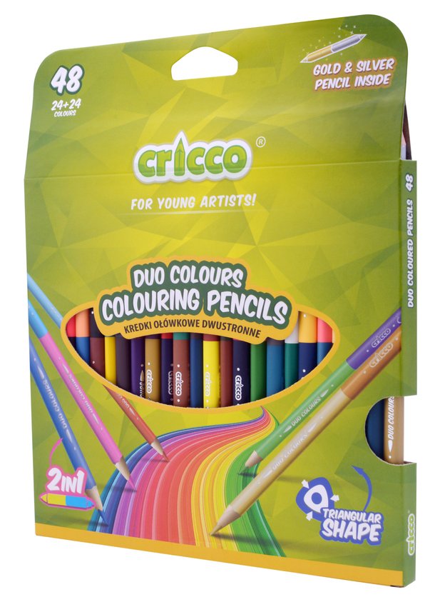 Kredki Dwustronne Cricco Trójkątne24/48 Kolorów