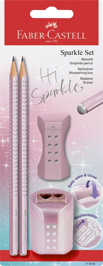 Zestaw Sparkle Cosmic (2Xołówek + Gumka + Temperówka) Blister Faber-Castell